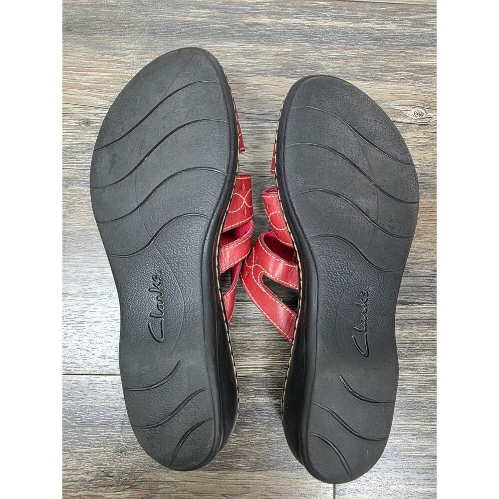 Clarks Collection Laurieann Emma Red Strappy Comfort Sandals - 9.5 - Picture 6 of 8